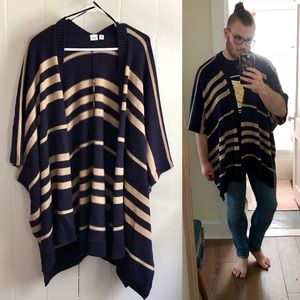 FINAL $ Striped Kimono Poncho Style Sweater NWOT